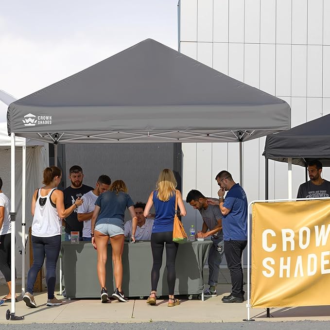 CROWN SHADES Pop Up Canopy Tent, 8x8 Commercial Canopy Tent with 4" Wheels, 4 Upgraded Weights