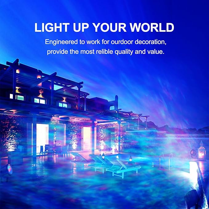 Ocean Wave Projector Light, 150W RGBW Color Changing Water Wave Light, LED Water Ripple Effect or