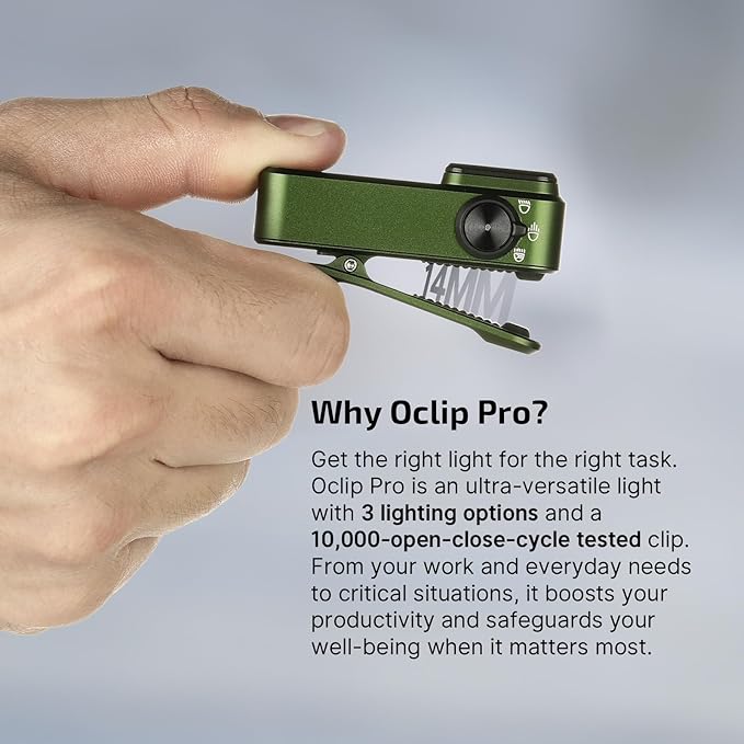 OLIGHT Oclip Pro EDC Flashlight Clip-on Light, Rechargeable 500 Lumens with Three Lighting