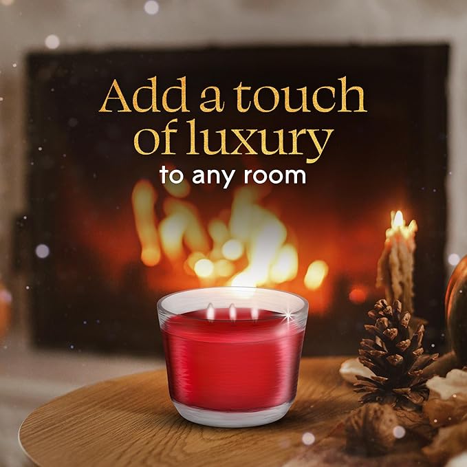 Glade 3-Wick Scented Candle Jar, Warm Apple & Spices, Air Freshener Infused with Essential Oils