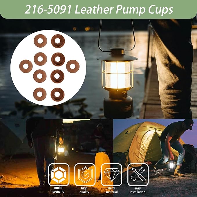 10Pcs Leather Pump Cups Compatible with Coleman lanterns and stoves (Fits for models 220 200 242
