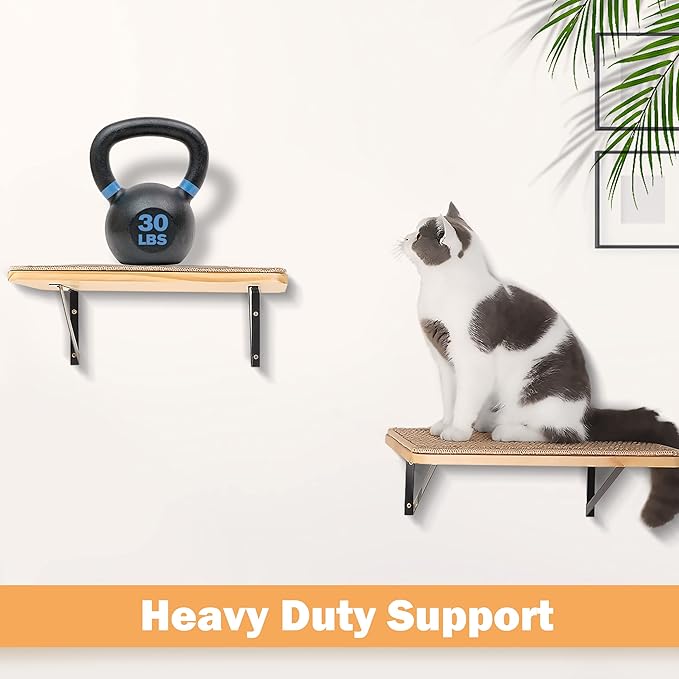 Cat Floating Wall Shelf with Scratching Mat, 1PC 9.7X16.6 Inch Large 1 Inch Thick Wood Cat Window