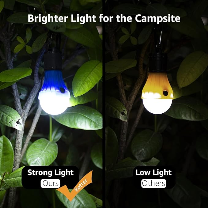 Lepro LED Camping Lantern, Camping Essentials, 3 Lighting Modes, Hanging Tent Light Bulbs with Clip