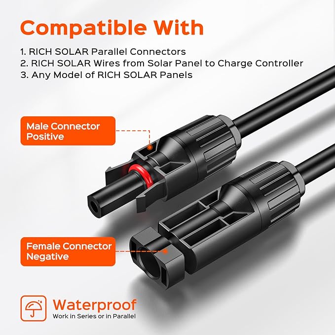 RICH SOLAR 200 Watt 12 Volt Monocrystalline Solar Panel 2 Pack of 9BB Cell 100W High Efficiency