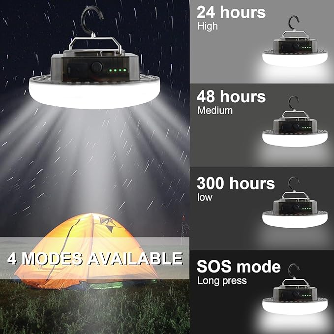 10000mAh Rechargeable 3000LM Tent Light Camping Light, 6500K 24Hours Long Play Time , Outdoor Night