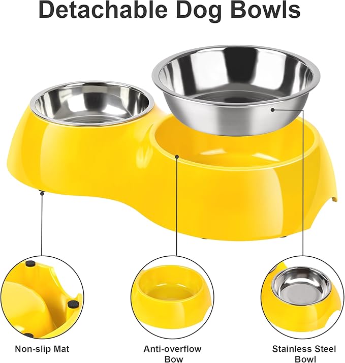 Elevated Dog Bowls Set - Non-Slip Raised Pet Feeder with Medium (2 Cups) & Large (4 Cups) Stainless