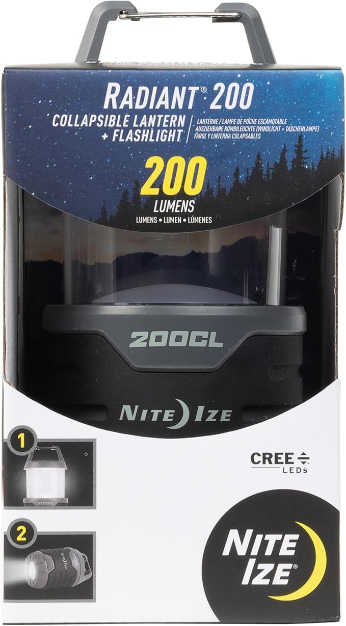 Nite Ize Radiant 200 Collapsible LED Lantern and Flashlight - 200 Lumen Convertible LED Lantern to