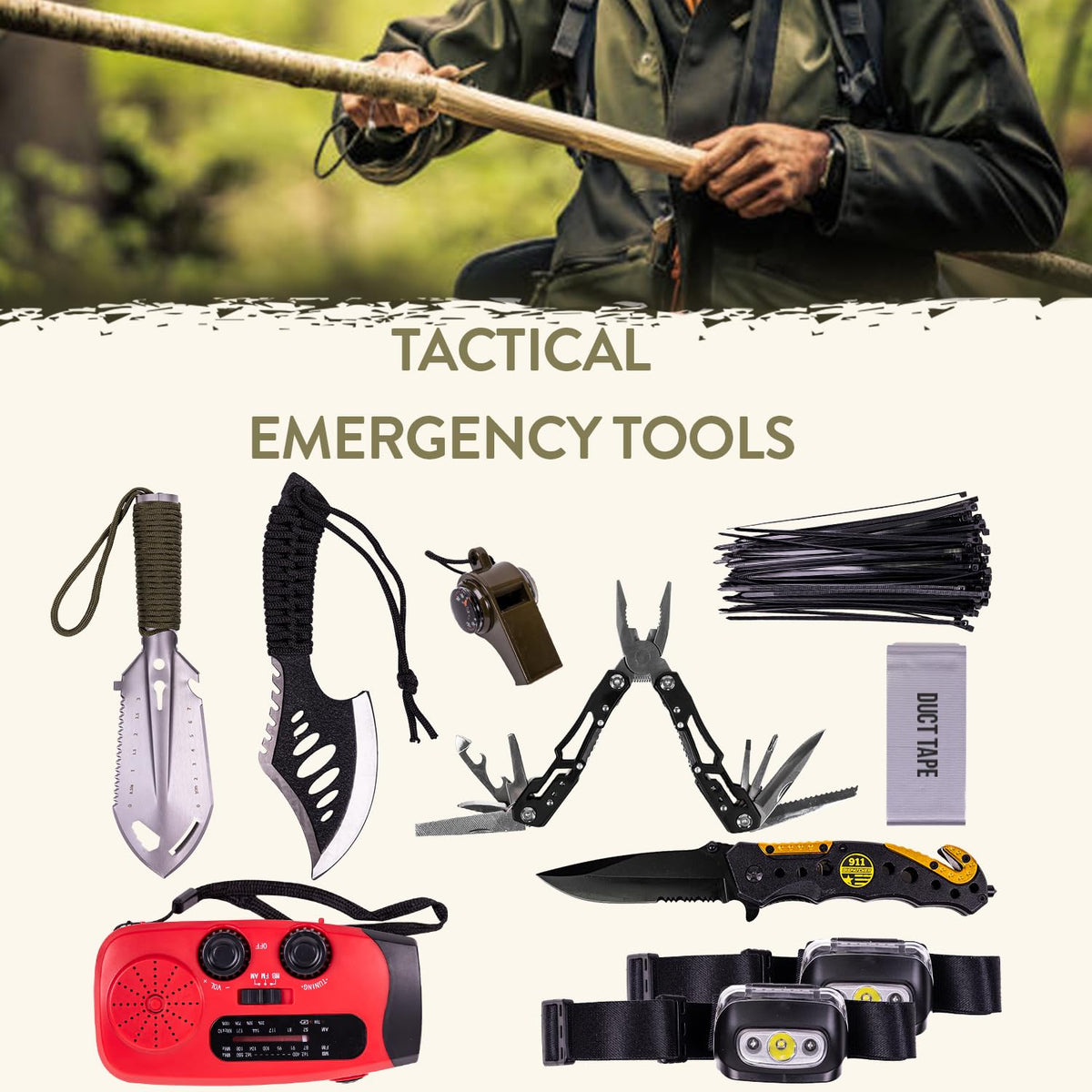 TacPreps Bug Out Bag Backpack Survival Kit, Prepper Emergency Survival Gear