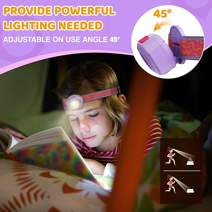 EverBrite LED Headlamp Rechargeable Kids Headlamp with RGB Mode and Adjustable Headband, 3 Modes