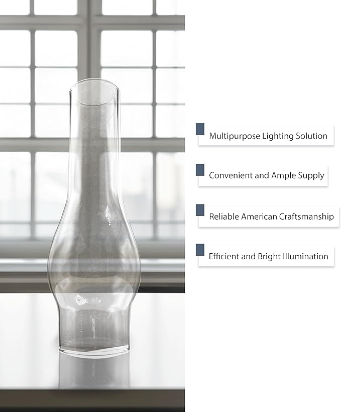 Light of Mine: 1.625" X 6.5" Oil Lamp Replacement Chimney - Clear Smooth Top Borosilicate Chimney