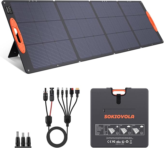 N-Type 16BB 220W Portable Solar Panel for EF/Jackery/Bluetti/Anker Power Station, IP68 Waterproof