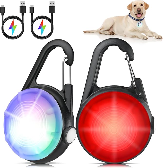 4 Modes Dog Collar Lightï¼? Packs IP68 Waterproof Dog Lights for Night Walking, USB Rechargeable