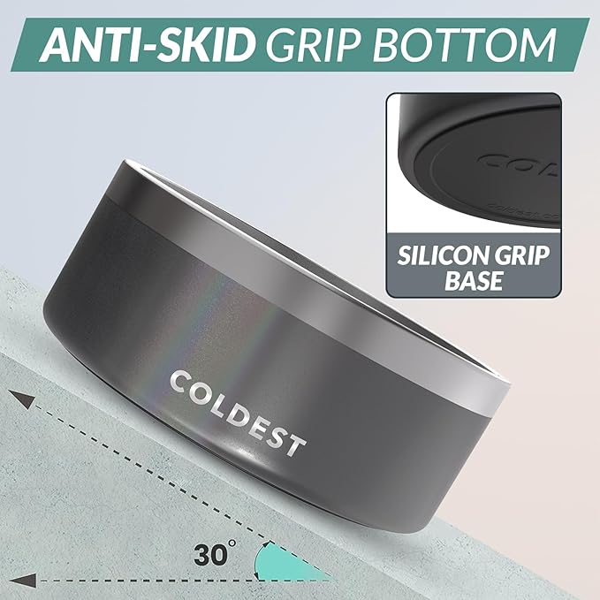 Coldest Dog Bowl - Anti Rust Metal, Non Slip, 3 Layers Insulated Stainless Steel Dog Bowls - Spill