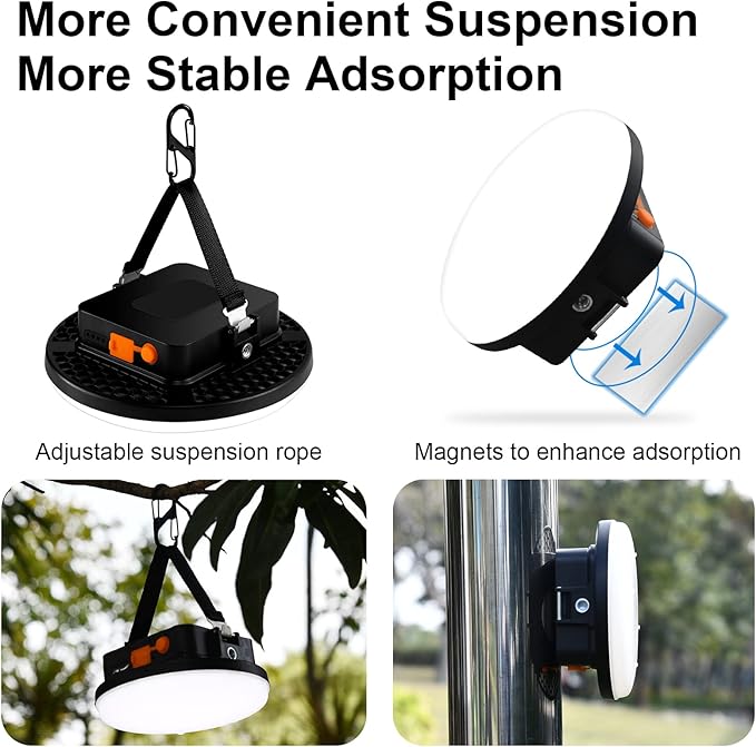 16500mAh 3000LM 4Color Flashlight Portable LED Camping Lantern Rechargeable Light 60W with Magnet
