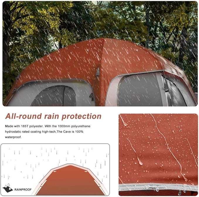CAMPROS CP Tent 8 Person Camping Tents, Waterproof Windproof Family Tent with Top Rainfly, Large