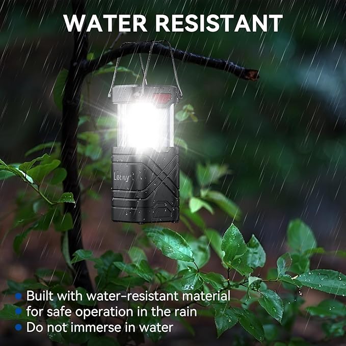 LETMY 4 Pack Camping Lantern, Rechargeable LED Lanterns, Solar Lantern Battery Powered Hurricane
