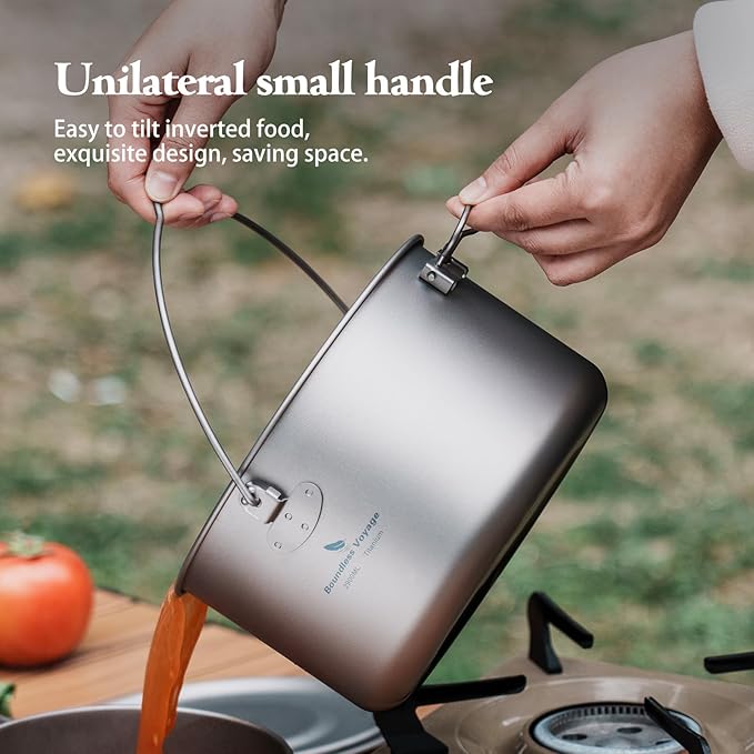 Boundless Voyage Titanium Hanging Pot for Outdoor Camping Backpacking Hiking Ultralight Portable