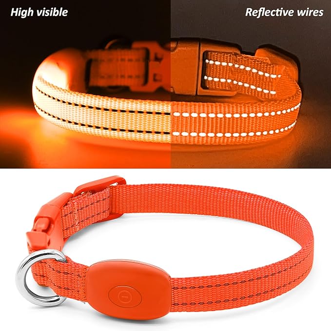 Illumifun Light Up Dog Collar for Small Dogs Cats, Rechargeable LED Dog Collar Glow at Night