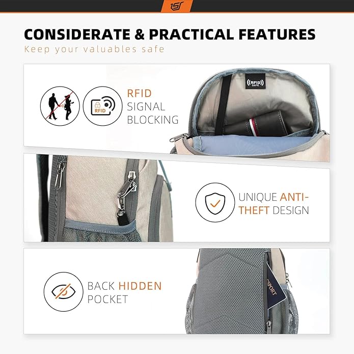 SKYSPER Sling Bag RFID Crossbody Sling Backpack Cross Body Shoulder Bag Travel Hiking Daypack for