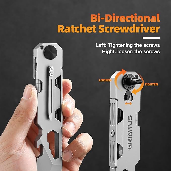 EDC Pry Bar Multitool with Bi-Directional Ratchet Screwdriver & Everlasting Pen, Wrenches, Crowbar
