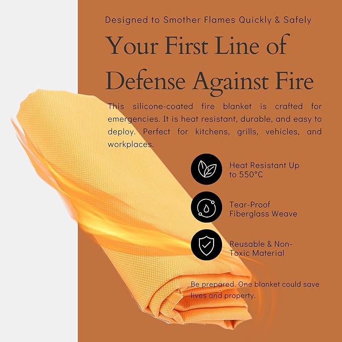 Supa Ant Emergency Silicon Fire Blanket for Home and Kitchen - 2pk 1500F High Visibility Smother