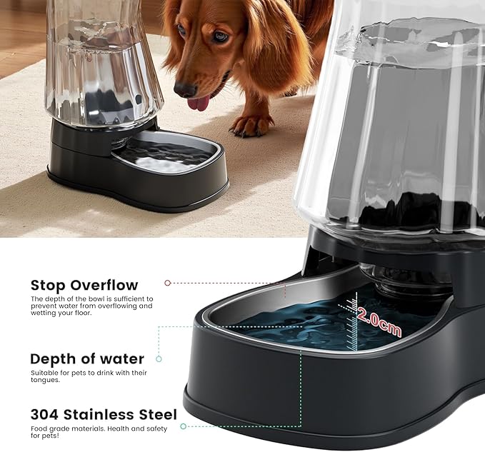 Gardner Pet Automatic Dog Water Dispenser Gravity Stainless Steel Water Waterer Feeder, 100%