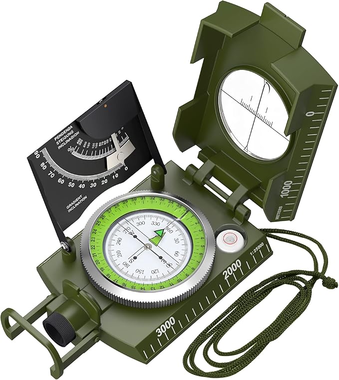 Proster IP65 Compass Hiking Survival - Lensatic Sighting Compass for Camping Navigation, Compass