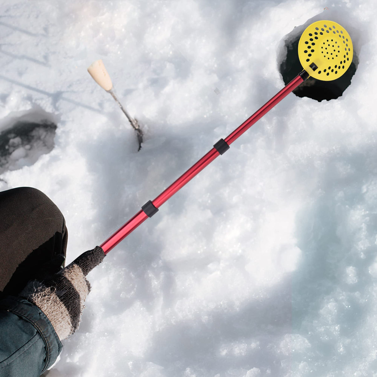 DECOHS Adjustable Ice Fishing Skimmer Scoop-Winter Ice Fishing Scooper with Long Handle-Ice Fishing
