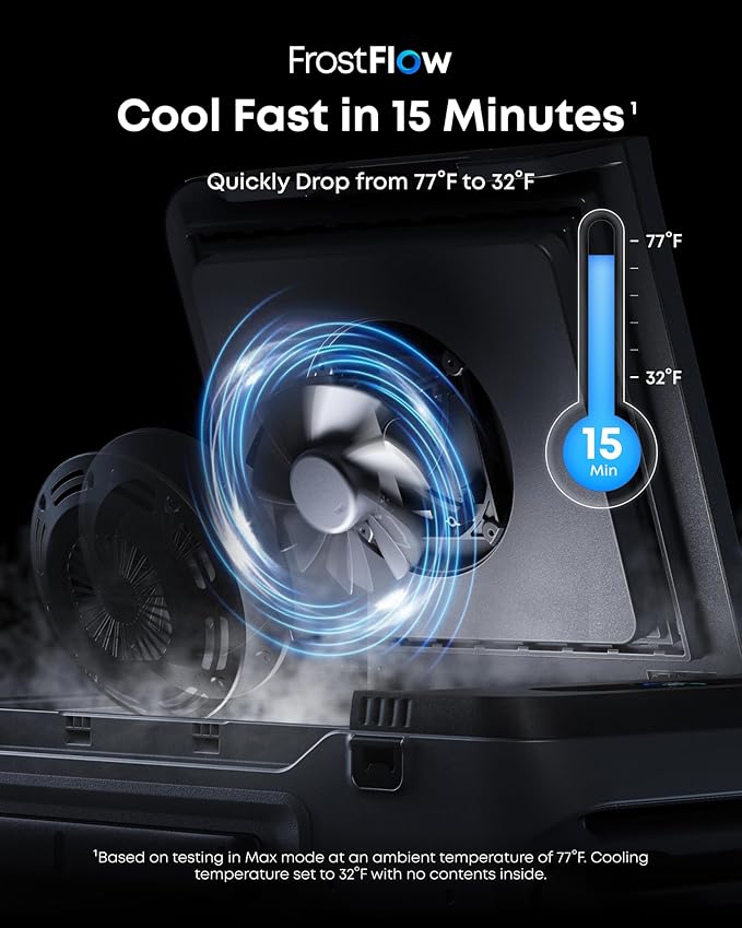 Anker SOLIX EverFrost 2 40L Cooler, 42 qt Car Refrigerator, Electric Cooler with 288Wh Battery