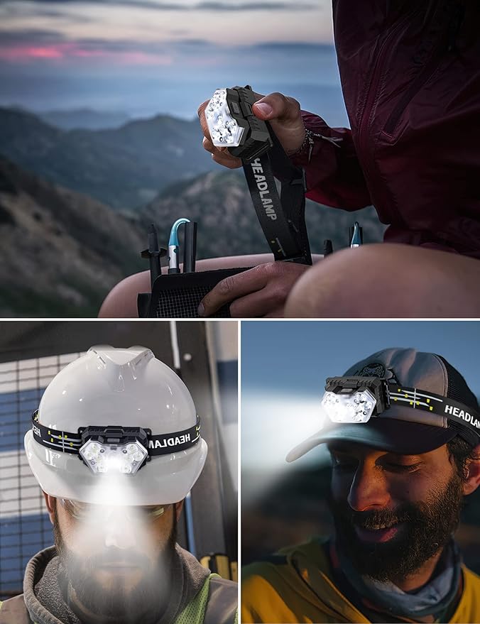 Lsnisni 9 LED Headlamp, 2000 Lumen Super Bright Head Lamp with 6 Modes, IPX5 Waterproof Head Light