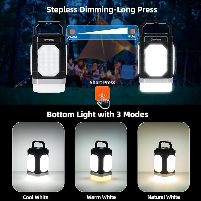 Sinvitron Camping Lantern Rechargeable??0,000mAh Portable Camping Lights, QC3.0 Fast Charging,1000