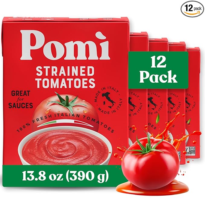 Pomì Strained Tomatoes 13.8oz (Pack of 12) - Creamy, Velvety Italian Tomato Puree, No Additives or
