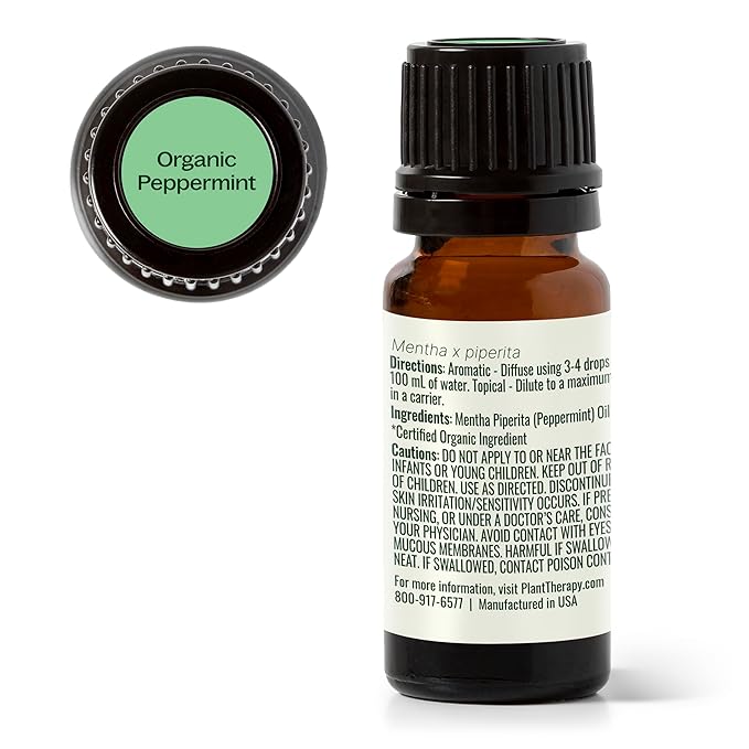 Plant Therapy Organic Peppermint Essential Oil 100% Pure, USDA Certified Organic, Undiluted