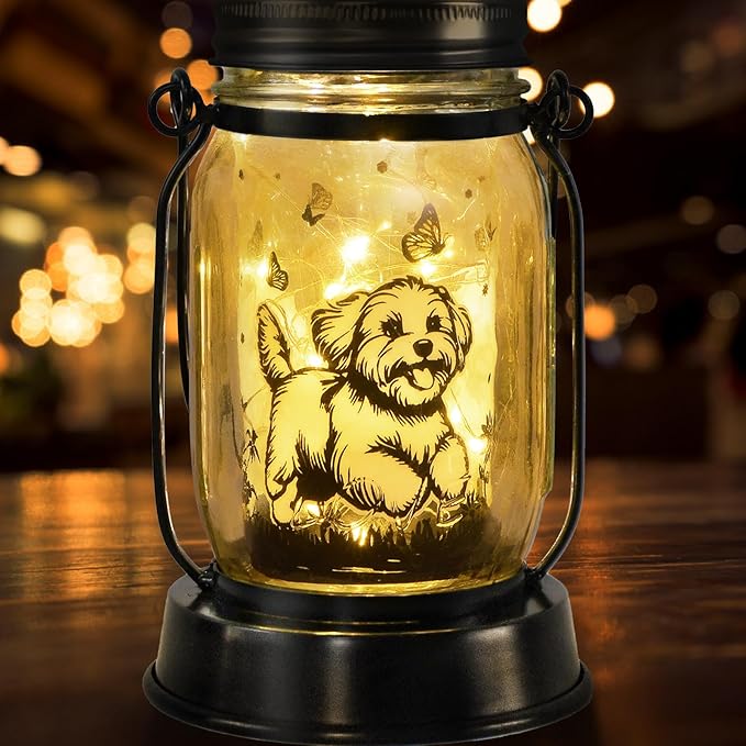 Maltese Dog Gifts for Women/Men Maltese Solar Lanterns Birthday Dog Lovers Lantern Pet Loss Dog