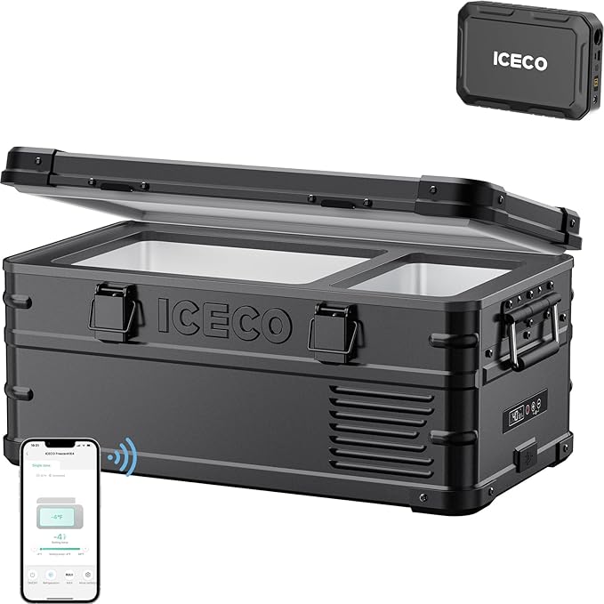 ICECO APL20 12V Refrigerator with Battery, 21 Qts Aluminum Portable Freezer, Car Fridge with SECOP