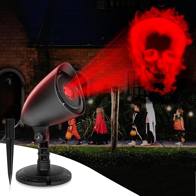 Halloween Projector Lights, Red Skull Projector LED Light, Waterproof Holiday Decoration for Party