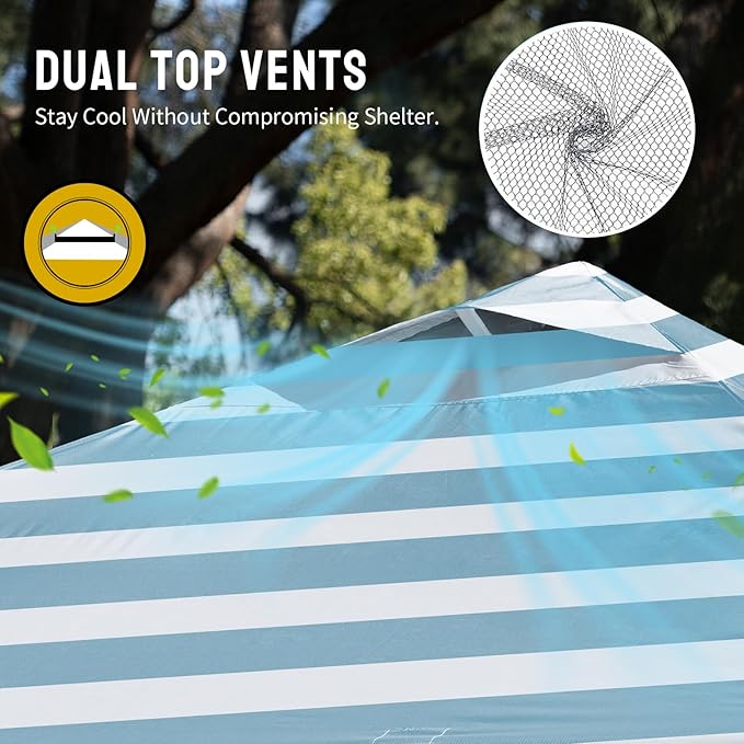 CROWN SHADES 10x10 Pop Up Canopy - Beach Tent with One Push Setup - Easy Outdoor Sun Shade for