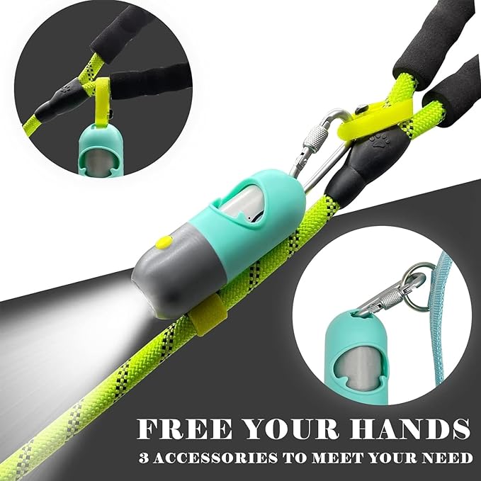 Dog Poop Bags Holder with LED Flashlight|Pet Waste Bags Dispenser for Leash|Doggie Potty Bags