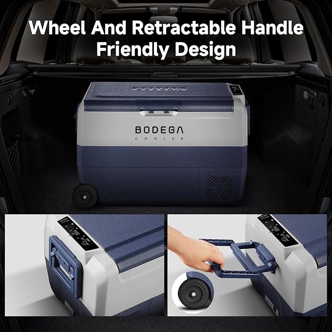 BODEGACOOLER 12 Volt Portable Refrigerator,53 Quart Car Fridge Dual Zone -4℉-68℉,50L Car Freezer