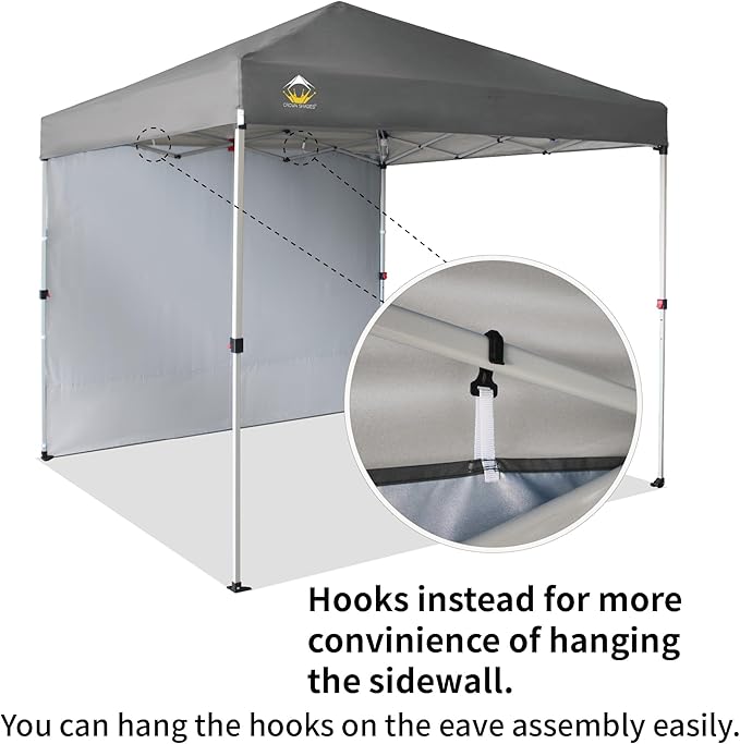 CROWN SHADES 8x8 Pop Up Canopy with 1 Side Wall - Beach Tent with One Push Setup - Outdoor Sun