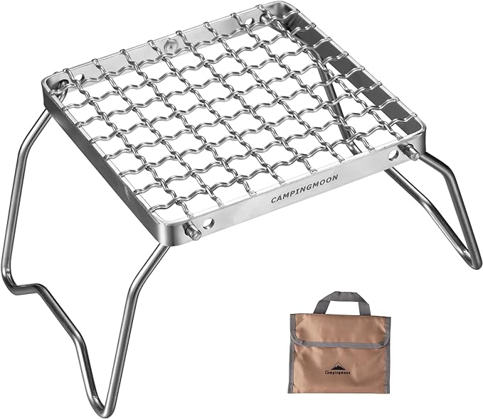 CAMPINGMOON Portable Folding Camping Campfire Grill over Fire Split Stoves 304 Stainless Steel