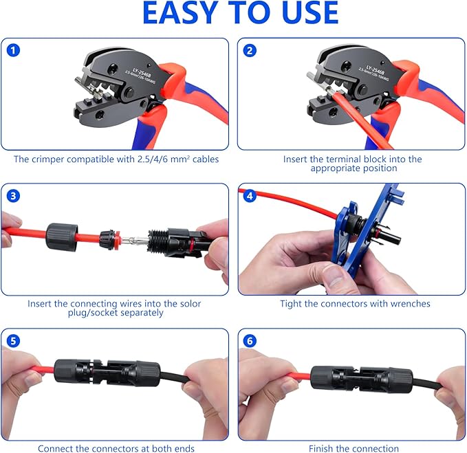 Solar Panel Connector, 60PCS Solar Crimper Tool Kit for Connecting Solar Panel Cable Wire, Solar
