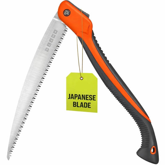 Folding Camping saw 14 Inch - Heavy Duty Pruning Saw with Triple-Cut SK5 Blade, 7 TPI Razor Teeth