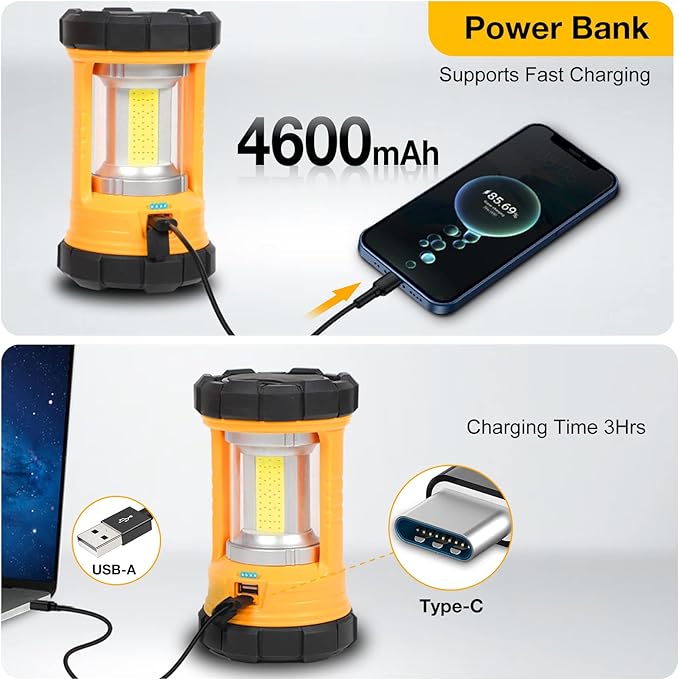 CT CAPETRONIX Camping Lantern, 3200LM Bright Camping Light, 4600mAh Rechargeable LED Lantern for