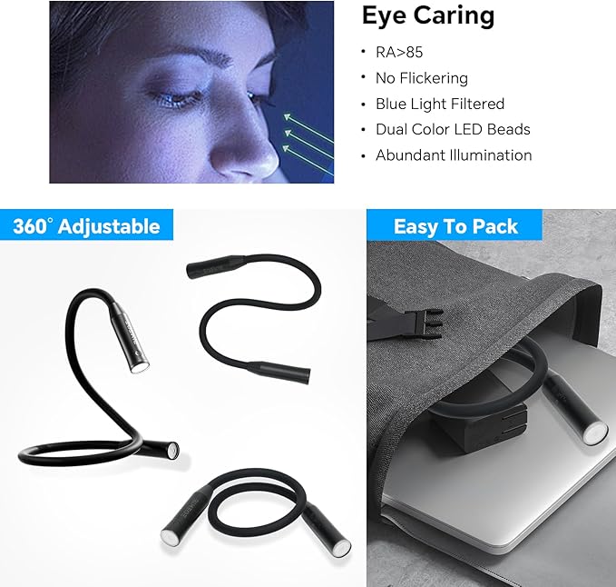 Rechargeable Neck Light for Hands-Free Lighting-Perfect Light for Mechanics, Camping, Hunting, DIY