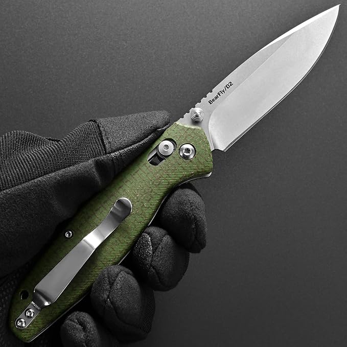 Eafengrow EF966 Folding Knife D2 Blade Micarta Handle with Pocket Clip EDC Tactical Knife thumb