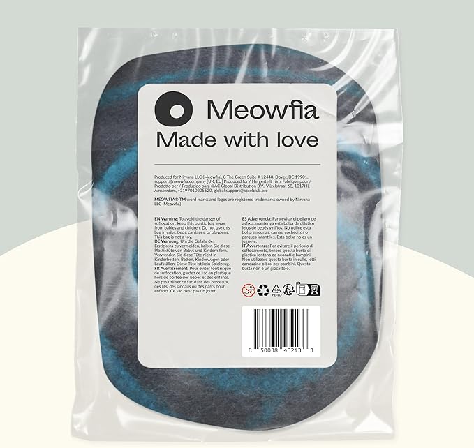 MEOWFIA Cat Cave ??Premium Felt Cat Bed for Indoor Cats, Handmade 100% Merino Wool (Large, Black