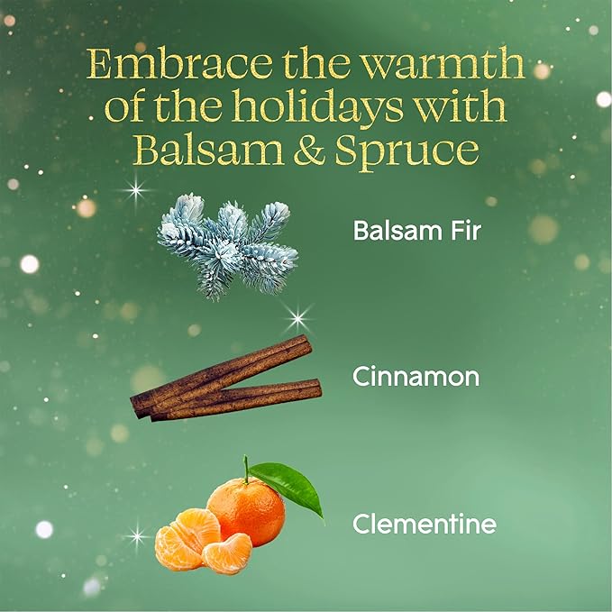 Glade 3-Wick Scented Candle Jar, Balsam & Spruce, Air Freshener Infused with Essential Oils, 6.8