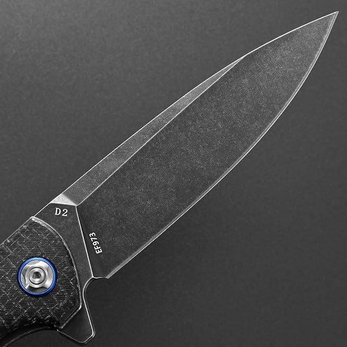Eafengrow EF973 Folding Knife, D2 Steel Blade Micarta Handle Scale Pocket Knife Folder for Working