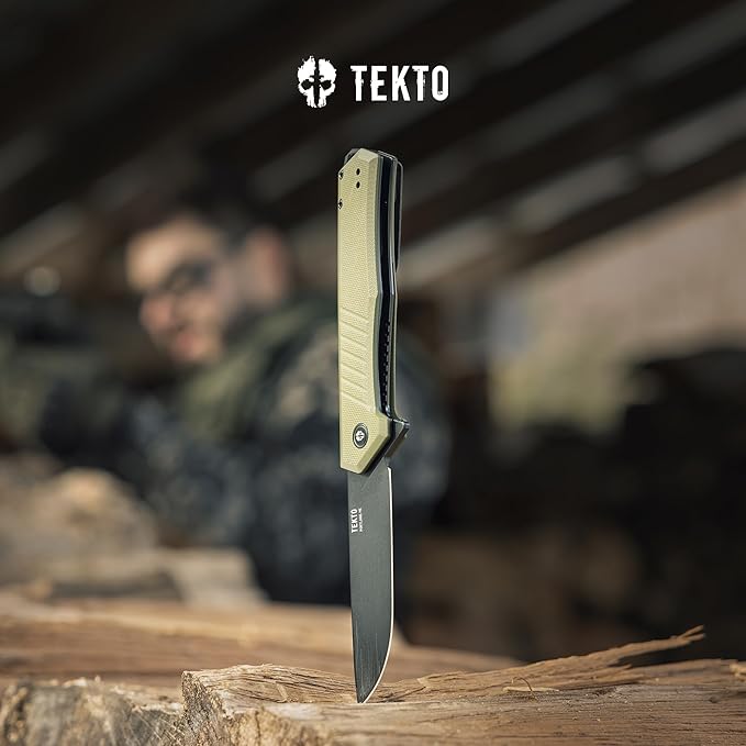 F1 Alpha Folding Pocket Knife - Modified Straight Back Blade, Titanium Coated D2 Steel, Ideal for